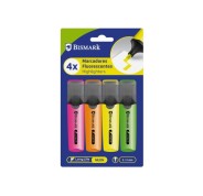 Bismark Pack de 4 Marcadores Fluorescentes - Punta Biselada 2 - 5mm Aprox - Tinta Base de Agua - Larga Duracion - Colores Neon Surtidos Bismark Pack de 4 Marcadores Fluorescentes - Punta Biselada 2 - 5mm Aprox - Tinta Base de Agua - Larga Duracion - Colores Neon Surtidos