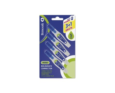 Bismark Pack de 4 Mini Boligrafos Correctores 5ml - Punta Metalica - Alta Precision