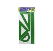Bismark Pack de 4 Reglas de Alta Calidad - Incluye Regla 30cm, Escuadra 14cm, Cartabon 20cm y Transportador 13cm - Ideal para el Colegio - Color Verde