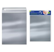 Bismark Pack de 4 Sobres Metalizados - Medidas 324x254mm - Cierre Autoadhesivo - Ideal para Regalos - Color Plata