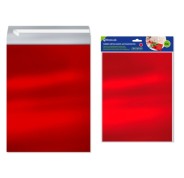 Bismark Pack de 4 Sobres Metalizados - Medidas 324x254mm - Cierre Autoadhesivo - Ideal para Regalos - Color Rojo Metalizado