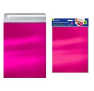 Bismark Pack de 4 Sobres Metalizados - Medidas 324x254mm - Cierre Autoadhesivo - Ideal para Regalos - Color Rosa Metalizado