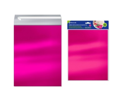 Bismark Pack de 4 Sobres Metalizados - Medidas 324x254mm - Cierre Autoadhesivo - Ideal para Regalos - Color Rosa Metalizado