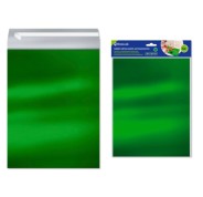 Bismark Pack de 4 Sobres Metalizados - Medidas 324x254mm - Cierre Autoadhesivo - Ideal para Regalos - Color Verde Metalizado