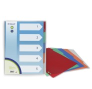 Bismark Pack de 5 Separadores de Polipropileno - Tamaño A4 - Multitaladro - Colores Surtidos