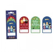 Bismark Pack de 6 Etiquetas Adhesivas Navideñas para Regalos - 3 Diseños de Reyes Magos - Espacio para Escribir