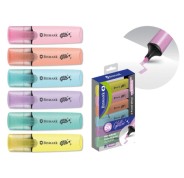 Bismark Pack de 6 Marcadores Fluorescentes Glitter Pastel - Tinta de Secado Rapido - Punta Biselada - Ideal para Subrayar y Resaltar - Diseño Ergonomico