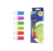 Bismark Pack de 6 Mini Marcadores Fluorescente Neon - Alta Visibilidad - Tinta de Secado Rapido - Punta Resistente - Ideal para Subrayar y Resaltar - Colores Surtidos
