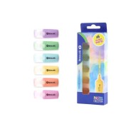 Bismark Pack de 6 Mini Marcadores Fluorescentes Pastel - Punta Fina - Tinta de Secado Rapido - Ideal para Subrayar y Resaltar - Colores Surtidos