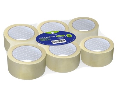 Bismark Pack de 6 Precintos de Embalaje 50mm x 66m - Polipropileno 55 micras - Transparente