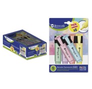 Bismark Pack de 6 Rotuladores Fluorescente Pastel - Tinta de Secado Rapido - Punta Biselada - Ideal para Subrayar y Resaltar - Diseño Ergonomico - Alta Durabilidad