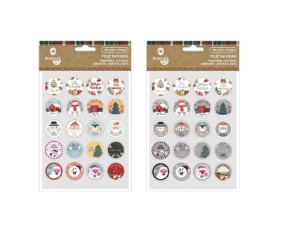 Bismark Pack de 60 Pegatinas Navide&ntilde;as - Ideales para Decorar Regalos