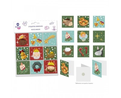 Bismark Pack de 9 Tarjetas de Felicitacion Navide&ntilde;a - Adhesivo en la Parte Trasera - Dise&ntilde;os Variados