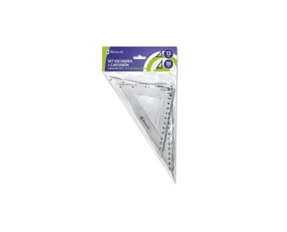 Bismark Pack de Escuadra 13cm y Cartabon 18cm - Fabricados en Plastico - Ideal para el Colegio - Transparentes