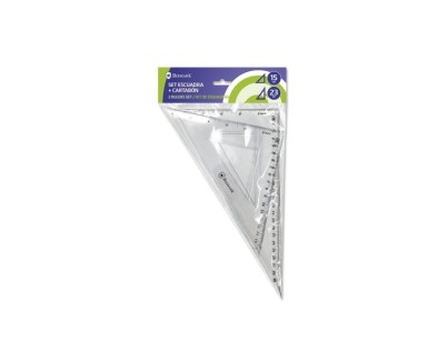Bismark Pack de Escuadra 15cm y Cartabon 23cm - Fabricados en Plastico - Ideal para el Colegio - Transparentes