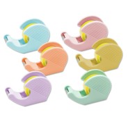 Bismark Pack de Portarrollos con 2 Cintas Adhesivas 19mmx33m - Cuerpo de Plastico - Ideal para Uso Escolar - Colores Pastel Aleatorios