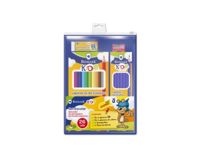 Bismark Pack Escolar con 12 Lapices HB, 12 Lapices de Colores, Afilalapiz y Goma de Borrar