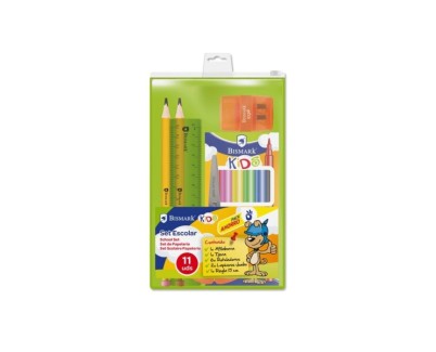Bismark Pack Escolar con 6 Rotuladores de Colores, 2 Lapices Jumbo, Regla Flexible 15cm, Afilaborra y Tijera