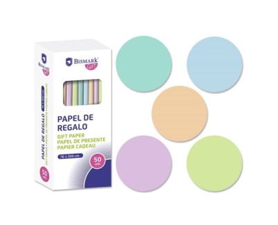Bismark Pastel Rollo de Papel Regalo - Medidas 70cmx200cm - 5 Colores Pastel