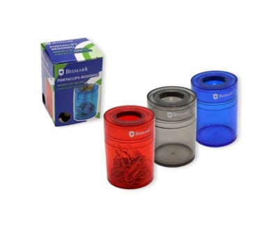 Bismark Portaclips de Plastico con Deposito Transparente - 45x45x65mm - Embocadura Imantada - Colores Surtidos Aleatorios