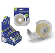 Bismark Portarrollos con Cinta Adhesiva Transparente - Cuerpo de Plastico - Incluye Cinta de 33mx1.9cm - Ideal para Uso Escolar - Color Transparente