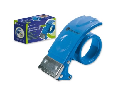 Bismark Precintadora Metalica de Mano para Rollos de hasta 50mm de Ancho - Cuchilla de Acero - Color Azul