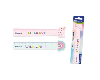 Bismark Regla 15cm con Decoraciones de Frases Motivadoras - Fabricada en Plastico - Ideal para Colegio - 2 Diseños Diferentes