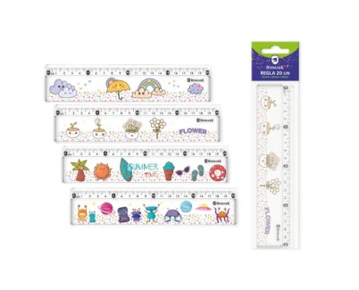 Bismark Regla 20cm con Bolitas de Colores en su Interior - Fabricada en Plastico - Ideal para Colegio - 4 Dise&ntilde;os Diferentes