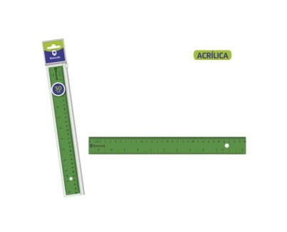 Bismark Regla Acrilica 30cm - Alta Calidad - Funda con Cierre - Color Verde