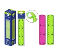 Bismark Regla Flexible 15cm - Fabricada en PVC - Ideal para Colegio - Colores Rosa y Verde Aleatorios