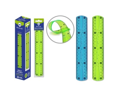 Bismark Regla Flexible 20cm - Fabricada en PVC - Ideal para Colegio - Colores Azul y Verde Aleatorios