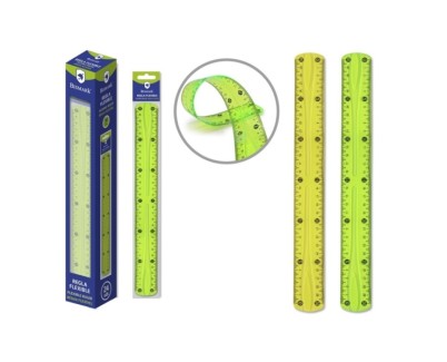Bismark Regla Flexible 30cm - Fabricada en PVC - Ideal para Colegio - Colores Amarillo y Verde Aleatorios