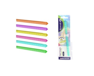 Bismark Regla Triangular 15cm - Fabricada en Poliestireno - Ideal para Colegio - Colores Pastel Surtidos