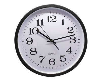 Bismark Reloj Oficina Grande - Lente de Cristal - Manecillas de Aluminio - Esfera de PVC - Color Negro
