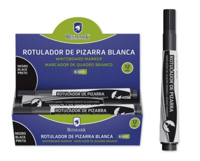 Bismark Rotulador para Pizarra 3mm - Punta Fina - Tinta de Secado Rapido - Facil de Borrar - Color Negro