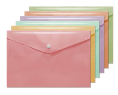 Bismark Sobre Portadocumentos A4 - Cierre de Broche - Fabricado en Polipropileno - Colores Pastel Surtidos