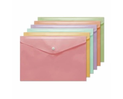 Bismark Sobre Portadocumentos A6 - Cierre de Broche - Fabricado en Polipropileno - Colores Pastel Surtidos