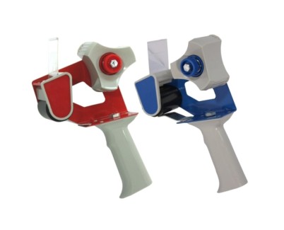Bismark T-15 Precintadora para Rollos de hasta 50mm de Ancho - Cuchilla de Acero Templado - Empu&ntilde;adura Ergonomica - Colores Rojo y Azul Aleatorios