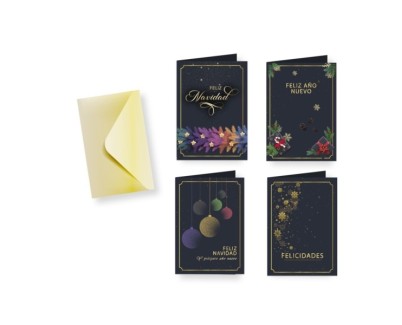 Bismark Tarjeta de Felicitacion Navide&ntilde;a Foil Green con Sobre - 4 Dise&ntilde;os Diferentes