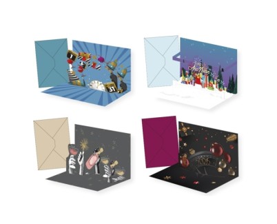 Bismark Tarjeta Pop Up de Felicitacion de Año Nuevo con Sobre - Decorada con Foil y Relieves Pop Up