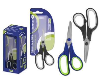 Bismark Tijeras de Oficina Acero Inoxidable 17cm - Empu&ntilde;adura Ergonomica - Muy Ligeras y Resistentes - Colores Surtidos Aleatorios