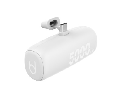 Blackbyte by Pedro Buerbaum Bateria Lipo Externa/Powerbank de 5000mAh - 10W - Entrada y Salida USB-C - Soporte Integrado - Tacto Engomado - Color Blanco