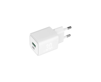 Blackbyte by Pedro Buerbaum Cargador GaN Doble - 1xUSB-C PD 30W - 1xUSB-A 18W - Carga Rapida PPS - Color Blanco