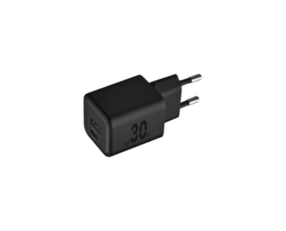 Blackbyte by Pedro Buerbaum Cargador GaN Doble - 1xUSB-C PD 30W - 1xUSB-A 18W - Carga Rapida PPS - Color Negro