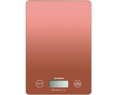 Blaupunkt Bascula de Cocina Digital 5kg con Plataforma de Cristal - Pantalla LCD - Funcion Tara - Alta Precision 1g - Autoapagado y Indicadores de Sobrecarga/Bateria Baja - Color Naranja