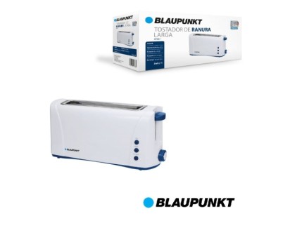 Blaupunkt BP4001 Tostadora Ranura Larga 1000W - 6 Niveles de Tostado con Termostato - Funcion Recalentar y Descongelar - Boton de Parada Rapida - Bandeja Recogemigas Extraible - Color Blanco