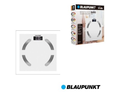 Blaupunkt BP5009 Bascula de Bano Digital Extraplana - 180kg con Vidrio Templado - Sensores de Alta Precision - Pantalla LCD con Indicador de Temperatura Ambiente - Activacion Automatica - Color Blanco