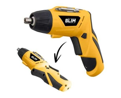 Blim Atornillador Doble Posicion Bateria 4V - Velocidad 210 Rpm - Conector Hexagonal de 1/4 (6.35 mm) - Cambio de Sentido de Giro - Capacidad de Bateria 1300 Mah - Incluye 1 Alargador Magnetico, 11 Puntas Atornillador - Empuñadura Ergonomica