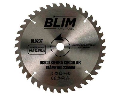 Blim Disco Corte de Madera para Sierra 235mm - 60 Dientes con Recubrimiento en Carburo de Tungsteno