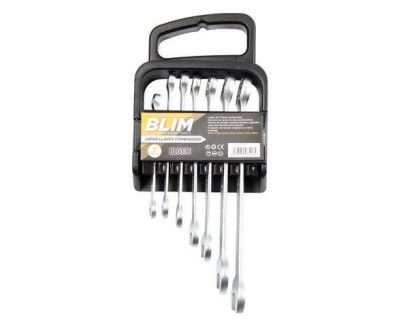 Blim Juego de 7 Llaves Combinadas - Cromo Vanadio - Marcas de Tamaño Unidireccionales y Grandes - Acabado Micromate Chapado en Cromo - Medidas: 8 mm, 10 mm, 11 mm, 13 mm, 14 mm, 17 mm, 19 mm
